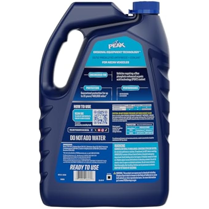 PEAK OET EXTENDED LIFE BLUE 50/50 PREDILUTED ANTIFREEZE/COOLANT FOR ASIAN VEHICLES, 1 GAL. - Image 2